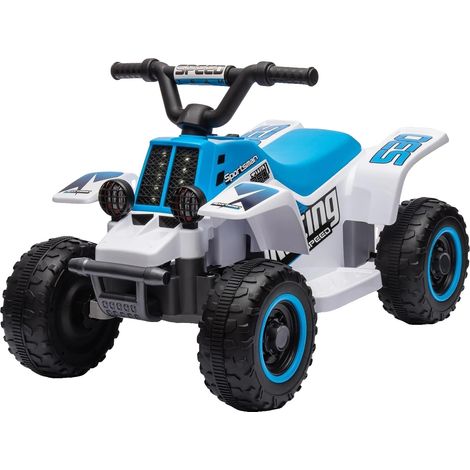 Quad elettrico per bambini, luci a LED, avviamento con un solo pulsante, blu e bianco (1/2)
