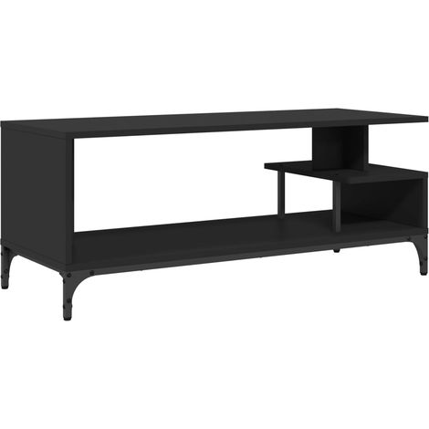 Porta TV multimediale scaffale TV credenza TV sala da pranzo soggiorno camera da letto pannelli in derivati del legno e acciaio verniciato a polvere nero 020026960