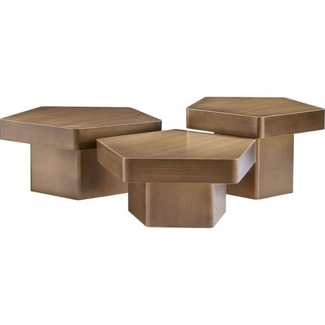 Table basse design hexa finition or brossé élégance moderne - or brossé élégant