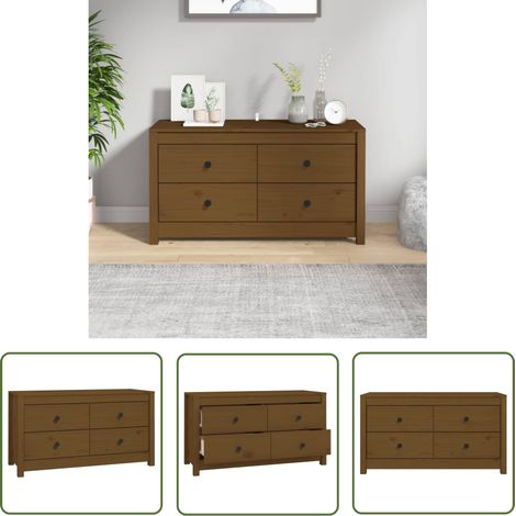 Armoire latérale Bibliothèque Design moderne, Armoire Etagère de rangement, Marron Miel 100x40x54 cm Bois de pin massif OIB4778E (1/5)