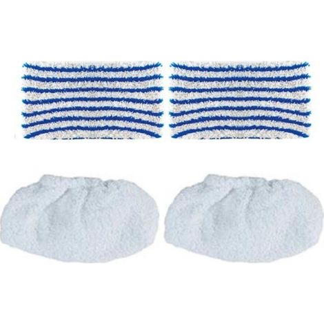 SOS Accessoire Kit 2 serpilleres et 2 bonnettes pour Nettoyeur vapeur POLTI PAEU0363