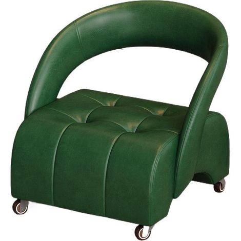 Fauteuil lounge pivotant avec roulettes, chaise de salon en similicuir vert foncé, coussin confortable et design moderne pour bureau, chambre et salon (1/5)