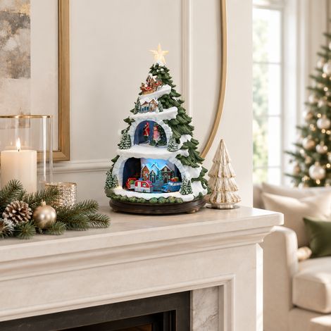 Diorama in albero di Pino con musica e movimento, decorazione natalizia alta 46 m (1/5)