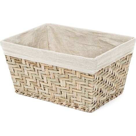 Panier de rangement naturel taille M - COMPACTOR - 38.5 x 28.5 x H.20.5 CM - Naturel et blanc (1/5)