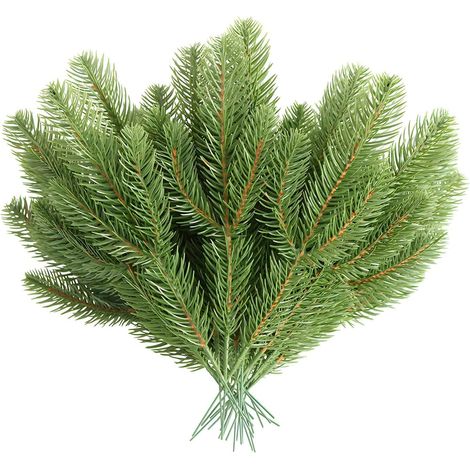 Sollbry 30 Pièces Branche de Sapin Artificiel de Noël,Fausse Branche de Sapin pour DIY Noël Guirlande Couronne Décorations de Vacances (1/5)