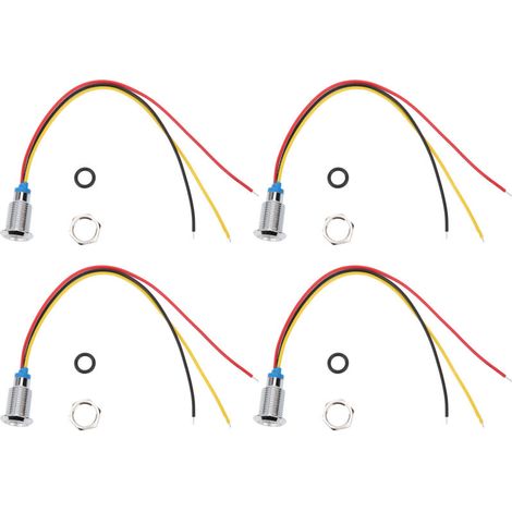 LED Rondes Pré-Câblées - 10 mm - Cathode Commune - Étanches IP67 - 110-220 V - Rouge et Jaune - 4 Pièces (1/5)