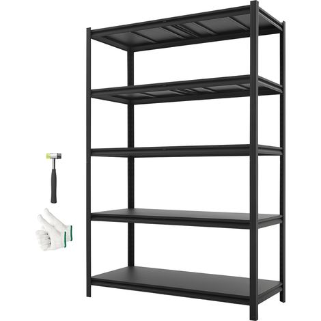 Mophorn Étagère de Rangement à 5 Niveaux Réglables, Structure Modulable 1230x522x1813 mm, Capacité Totale de Charge 1360,8 kg, Rayonnage Robuste en Métal pour Atelier, Garage, Entrepôt et Cave (1/5)