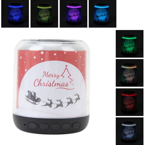 Haut-parleur Bluetooth sans fil, look de noël, son stéréo HD, Portable avec lumière RVB, pour fête, voyage, rouge (1/5)