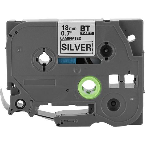 Ruban adhésif noir sur argent mat 8m, compatible imprimante étiquettes Brother 18mm, modèle M941 P touch. (1/5)