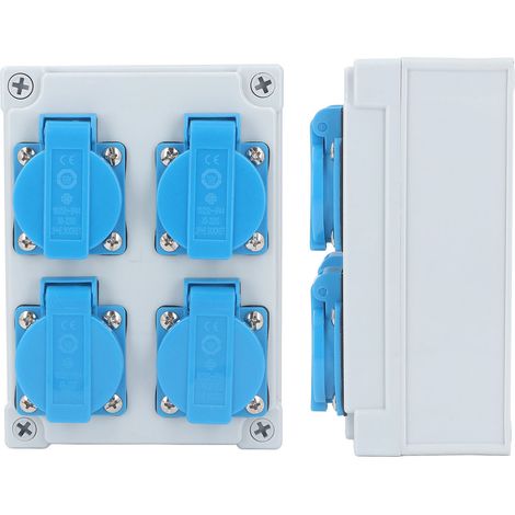 Prise murale européenne 4 ports IP44 étanche boîtier de distribution électrique pour jardin garage salle de bain 250V 16A (1/5)