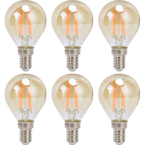 Ampoule LED Vintage G45 Doré avec Base E14 - Lot de 6 Ampoules Dimmables 4W 220V pour Décor Éclairage