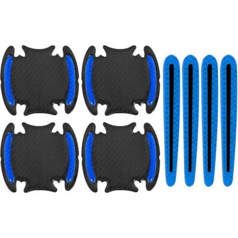 8 Pièces Autocollants Réfléchissants de Poignée de Porte de Voiture Bleu Anti Rayures Poignée Protection Film Porte Tasse Bol Tampon Sécurité Bandes (1/5)
