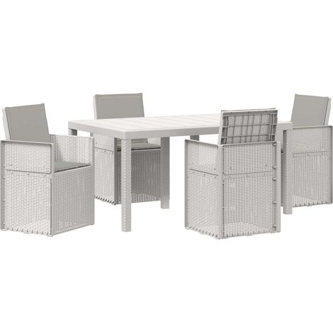 Conjunto de Comedor de Jardín 5 uds. Blanco y Gris Claro PP vidaXL (1/5)