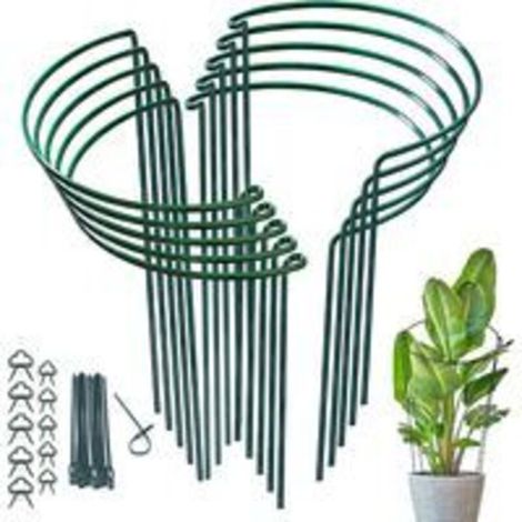 6x Tuteurs Pour Plantes, Piquets Verts Demi-Ronds Support Pour Plantes Support Plante,Aidez Vos Plantes à Pousser - Anneau de Support de Plante Pieux à Hortensias,Pivoines,Plantes Vivaces(25c (1/5)