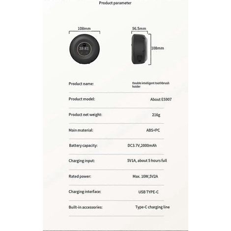 Wandmontierter Zahnbürstenhalter mit 2 Fächern für elektrische Zahnbürsten A (1/5)