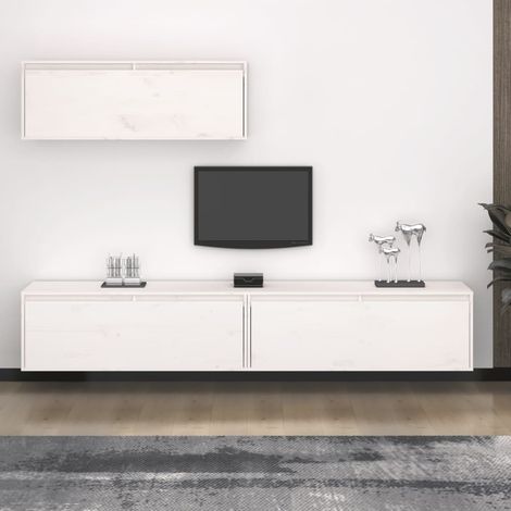 Meubles TV 3 pcs Blanc Bois massif de pin 3 (1/5)