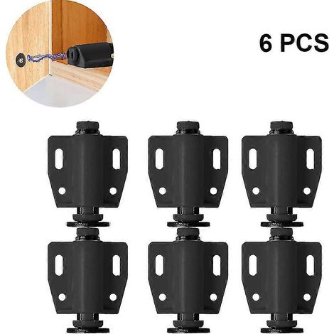 Loquet magnétique à tête unique, lot de 6 loquets et verrous de porte d'armoire à ouverture par pression, aimants de porte à ouverture par pression