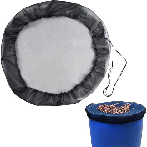 Oreng 1 Pièce Filet pour Citerne de Pluie 97 cm Housse pour Tonneau de Pluie avec Cordon de Serrage Filet de Protection pour Les Barils de Pluie Filet de Protection Réglable pour Anti-Moustique, Noir (1/5)
