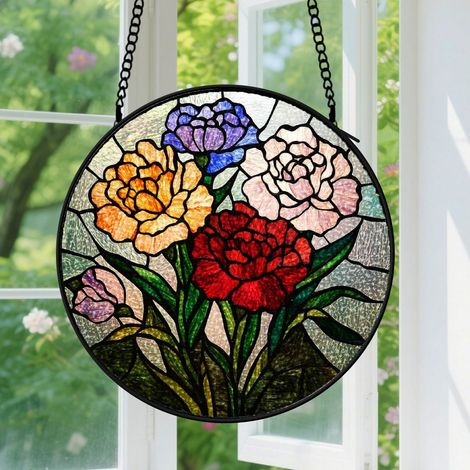 9cm Suspension en vitrail - Attrape-soleil minimaliste unique coloré, décoration intérieure élégante, cadeau Anniversaire pour professeur, femme, homme (1/5)