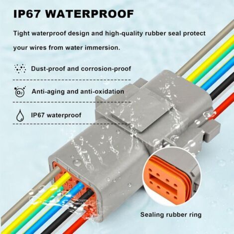 NALOOKAMIC Deutsch DT Lot de 5 paires de connecteurs électriques étanches à 4 broches pour voiture, camion, bateau, phare de travail LED mâle femelle avec fil de câble 16 AWG, pour voiture, camion,
