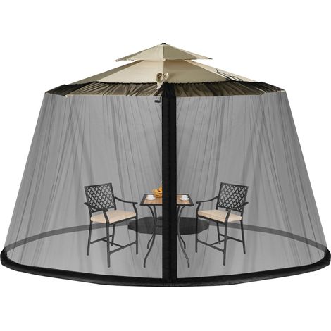 8-12 Feet Patio Umbrella Table Mesh Screen Cover Mosquito Netting-Black (1/5)
