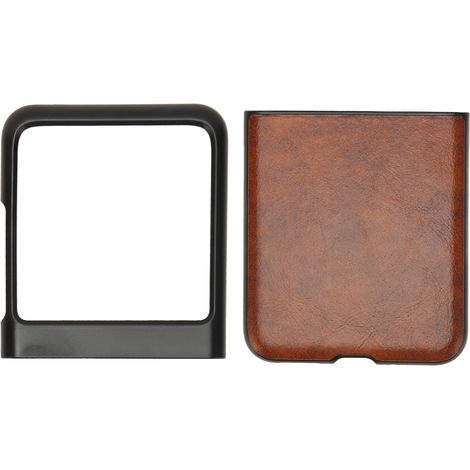 Étui de téléphone pliable, coque de protection en ABS anti-rayures, accessoire minimaliste pour Motorola Razr 40 Ultra, motif cuir marron (1/5)