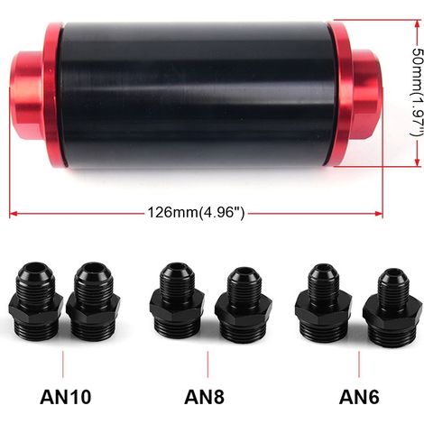 Car modification fuel filter, gasoline filter, magnetized gasoline filter element, 50mm - Red and black (1/3)