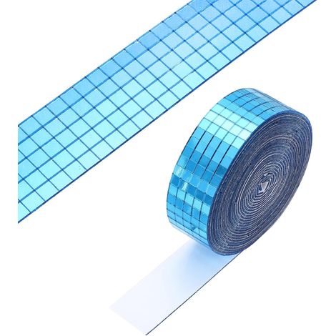 5x5mm Miroirs Autocollants Mosaïques Carreaux, Mini Carreaux Mosaïques Verre Disco Autocollants pour DIY Artisanat Décoration Fête Disco Ball, Bleu Clair (1/5)