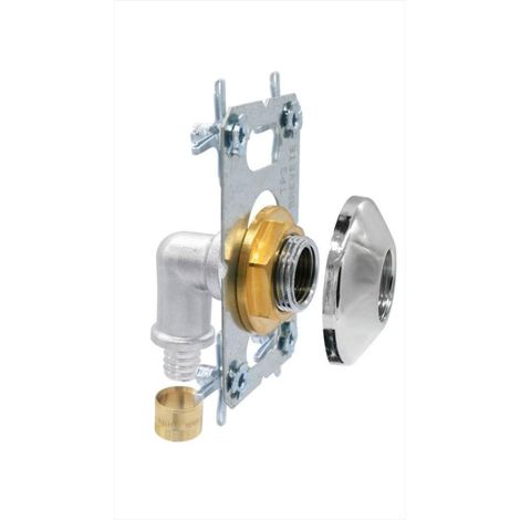 Platine easyfix 15x21 pour robinet de machine à laver – Sortie femelle 1/2 – Finition chromée – Installation PER visitable – Quick Plomberie