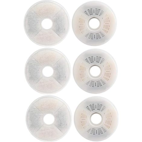 6X Filtre Fontaine Eau Chat Rond Résine Charbon Actif 4 Couches Filtration Mousse Chien Animal Universel, 136mm (1/5)