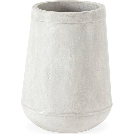 Cache pot blanc terrazzo en fibres ciment style contemporain - Blanc terrazzo minéral (1/2)