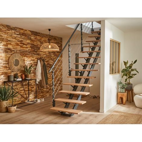 Rambarde d'Escalier Twin Anthracite Aluminium et Tubes Inox France (1/4)