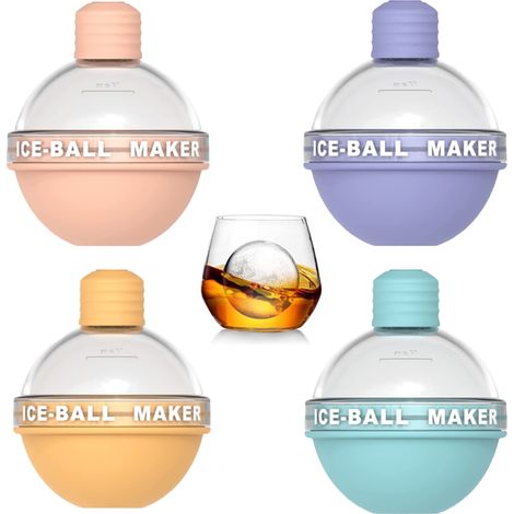 Moule à glaçons sphériques (lot de 4), moule à glaçons pour whisky, bac à glaçons en silicone, moule à glaçons sphériques pour whisky et cocktails (1/5)