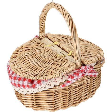 Panier de pique-nique en osier à carreaux rouges. 1 pièce. 26 x 18 x 15 cm (1/5)