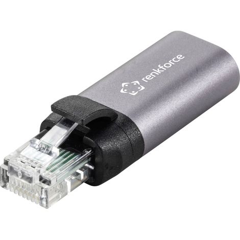 Renkforce RJ45 / USB-C® réseau informatique Adaptateur [1x RJ45 mâle - 1x USB-C® femelle] anthracite