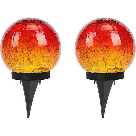 Set aus 2 dekorativen kugelförmigen Solarleuchten für Garten, Einfahrt oder Rasen, aus Crackle-Glas. (1/5)