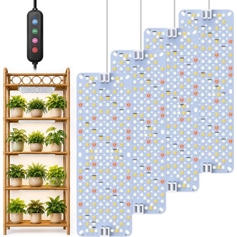 4Pack Full Spectrum Indoor Plant Grow Lights, 40W LED Panels with Daisy-Chain, 4/8/12H Automatic Timer, 768 LEDs, Sun-Type Light for Indoor Growing (1/5)