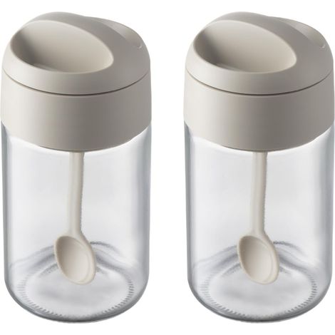 Un ensemble de récipients pour conserver le sucre et le sel, pots à épices en verre avec cuillères, 250 ml (8,5 oz).