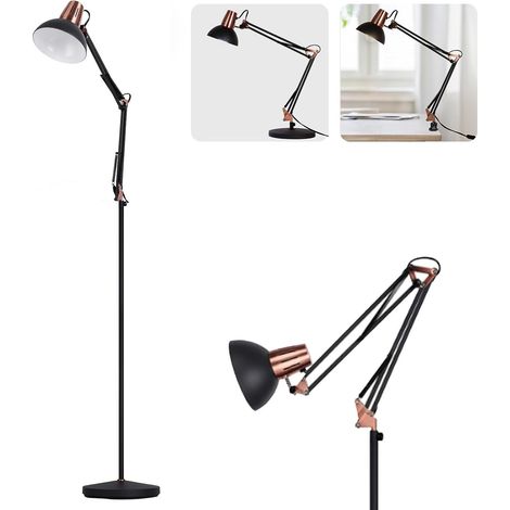 Lampadaire Industriel Vintage, Lampe de Salon sur Pied en Métal avec 3 Modes d'Utilisation - Lampadaire&Lampe de Bureau&Lampe à Clipser-pour Chambre à Coucher, Bureau, Studio (1/5)