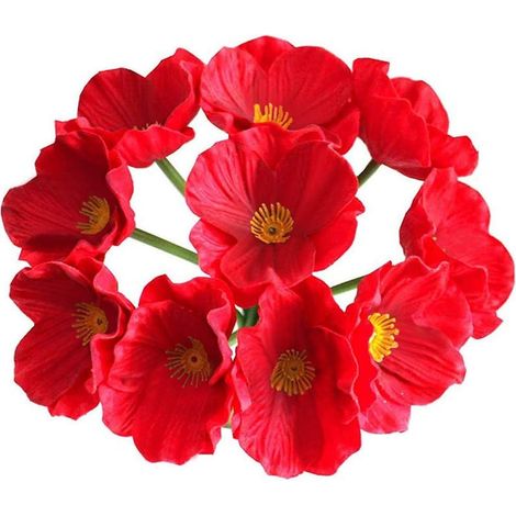 10 lots de pavots sauvages artificiels, fleurs artificielles réalistes au toucher pour bouquets de mariée ou de fête