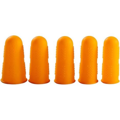 Gants résistants aux coupures, 5 pièces Silicone doigt protecteur anti-rayures résistant aux hautes températures anti-brûlure anti-dérapant anti-coupure doigt for la cuisine cuisine Coupe extensible c (1/5)