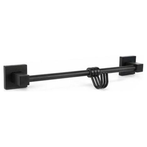 PORTA ASCIUGAMANI 3 GANCI SUPPORTO ARREDO BAGNO CASA CUCINA NERO 02113 (1/2)
