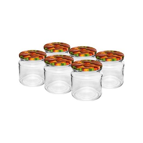 Nome Barattoli in vetro 212ml - Confezione da 6 con coperchi colorati