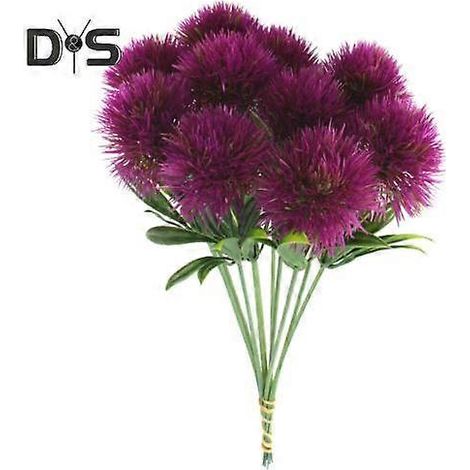 10 bouquets de pissenlits artificiels réalistes, inodores et sans entretien, pour la décoration de la maison et de l'hôtel.violet (1/5)
