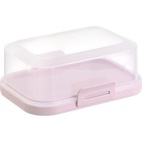 1 beurrier empilable avec fermeture - Boîte en plastique - Rangement parfait dans le réfrigérateur - Sans BPA - Rose (1/5)
