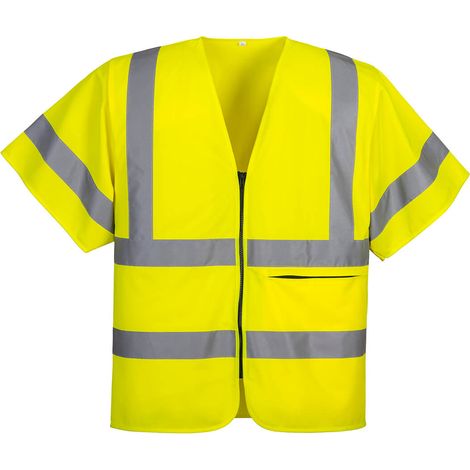 Chaleco con cremallera de manga corta - Talla XS - Amarillo - Portwest