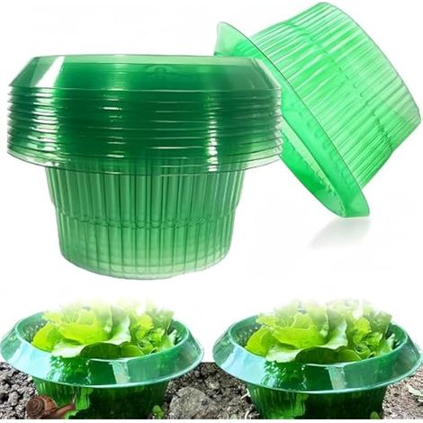 12 pièces colliers anti-limaces en plastique, 20CM x 12CM cloches de jardin répulsives limaces et escargots, barrière de protection pour salades et choux (vert)