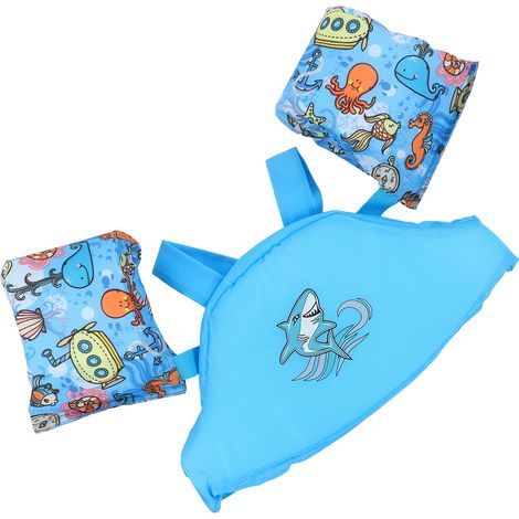 Gilet de sauvetage bleu clair pour enfants, idéal pour l'apprentissage de la natation et la sécurité des enfants. (1/5)