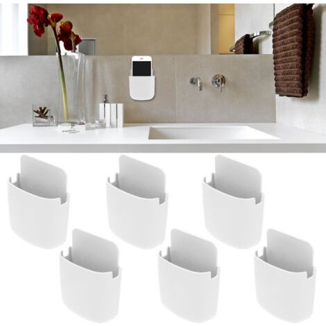 SABIR Support mural pour télécommande, 6 ensembles, étui de rangement pour téléphone, pour usage scolaire et domestique, blanc (1/5)
