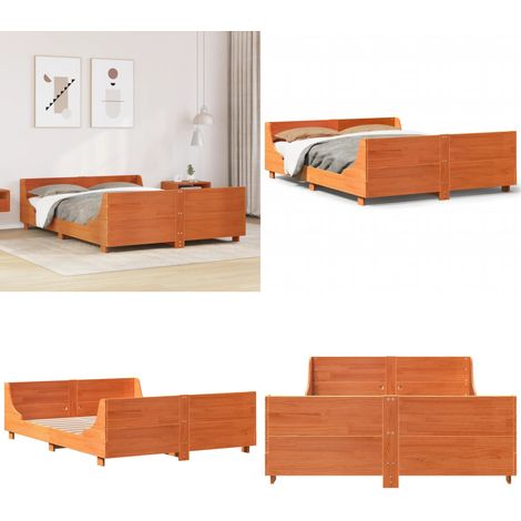 vidaXL Cadre de lit sans matelas cire marron 140x190cm bois pin massif (1/5)